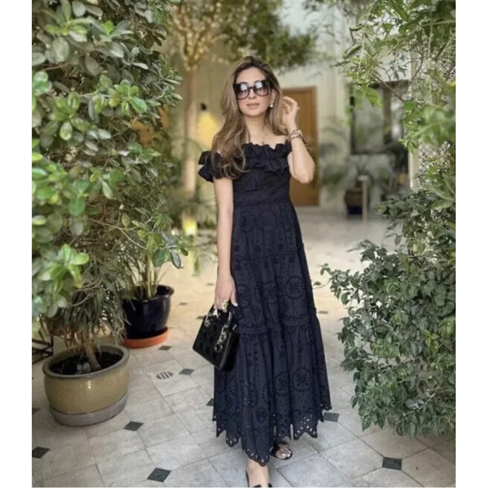 ZARA EMBROIDERED MIDI DRESS